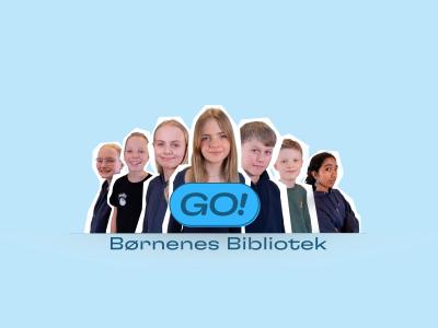 Billede af børn med grafik: GO - børnenes bibliotek